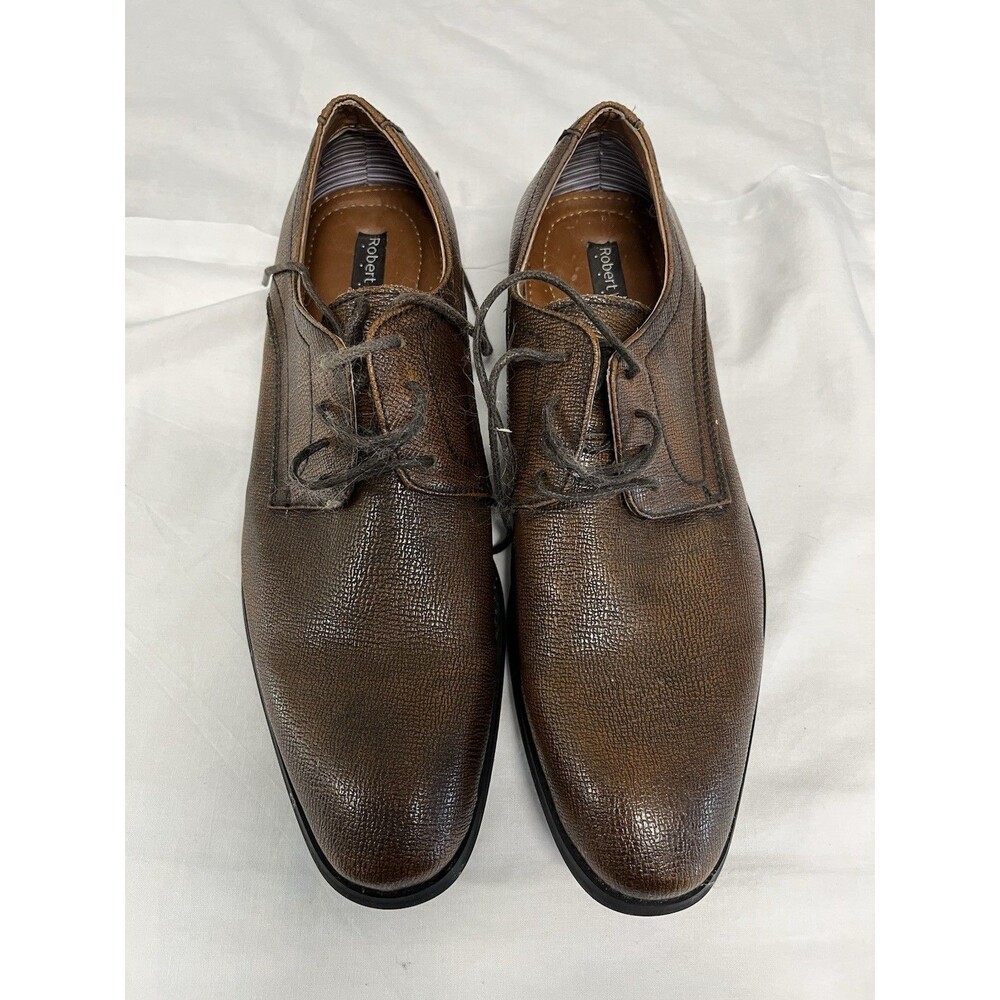 Robert Wayne Brown Leather Derby Dress Shoes Lace Up Round Toe 10.5 MPN RWF1023M